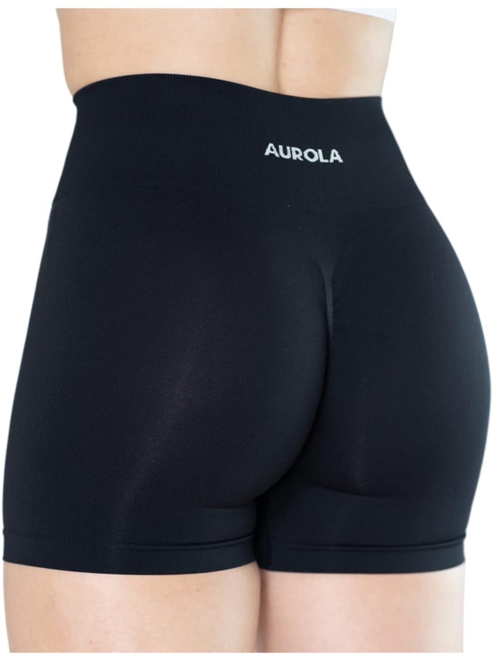 AUROLA Dream Collection Scrunch High Waisted Black Biker Workout Shorts